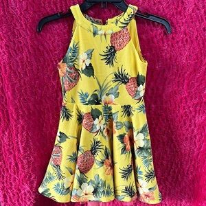 Tropical Yellow Kids Sleeveless dress